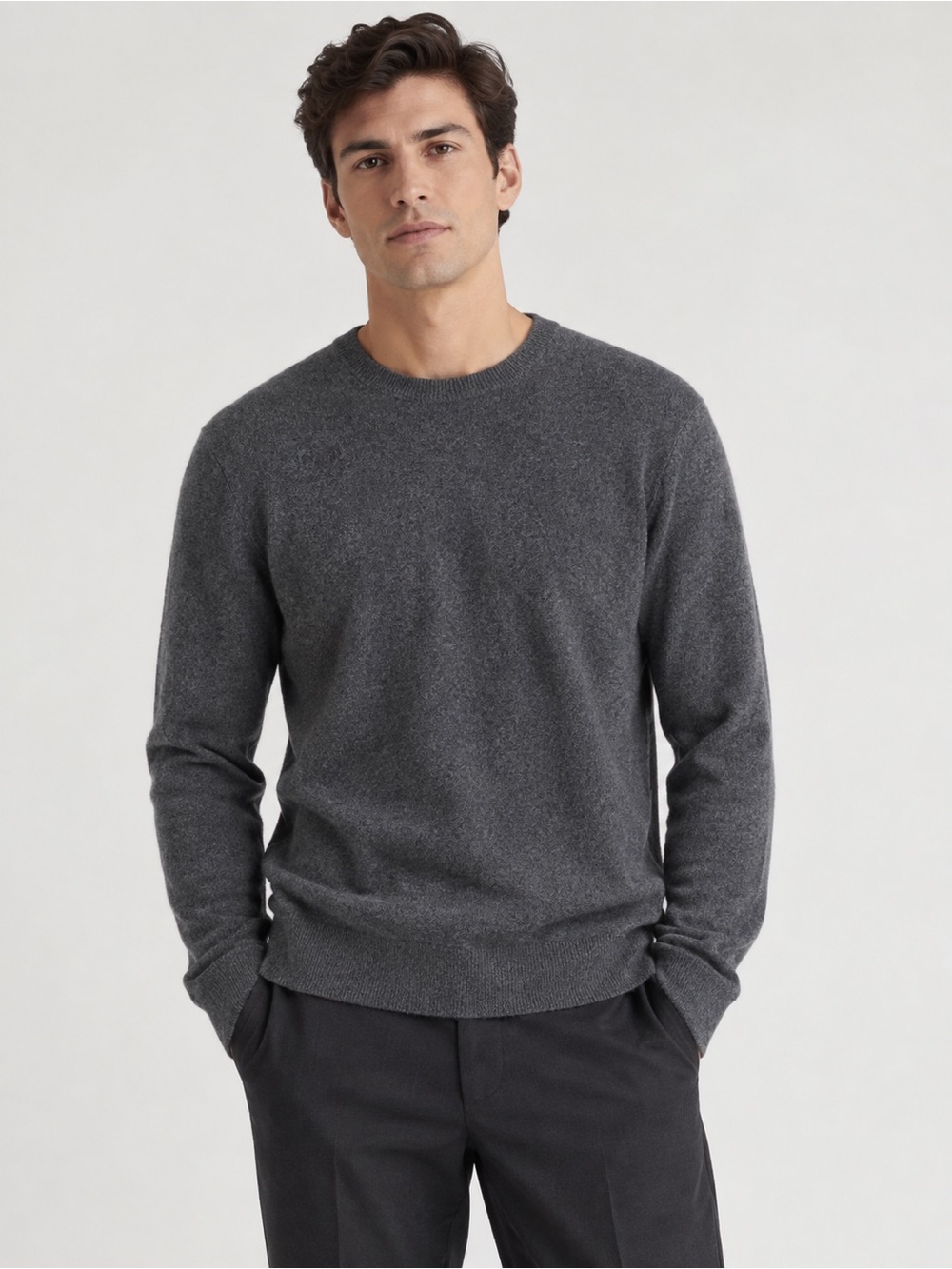 Quince grey Mongolian cashmere crew neck sweater